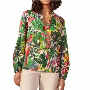 Boden Heather Palm Leaf Paradise Tropical Jungle Blouse